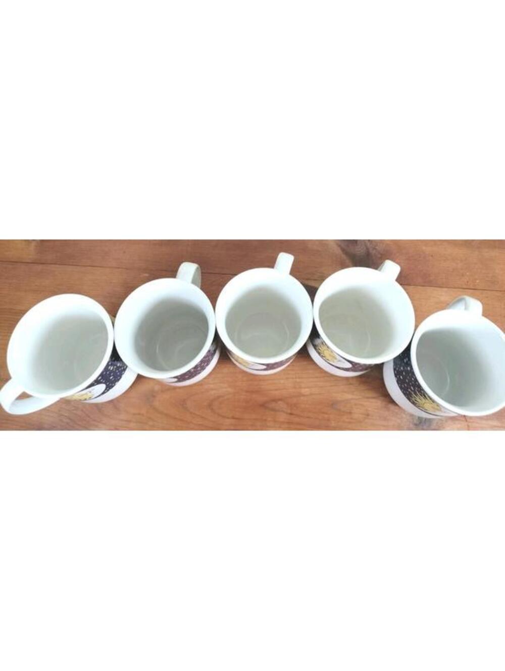 Vtg Oneida Galaxy Sun Moon Stars Stoneware Mugs Set of 5 Celestial Whimsigoth - Picture 8 of 12